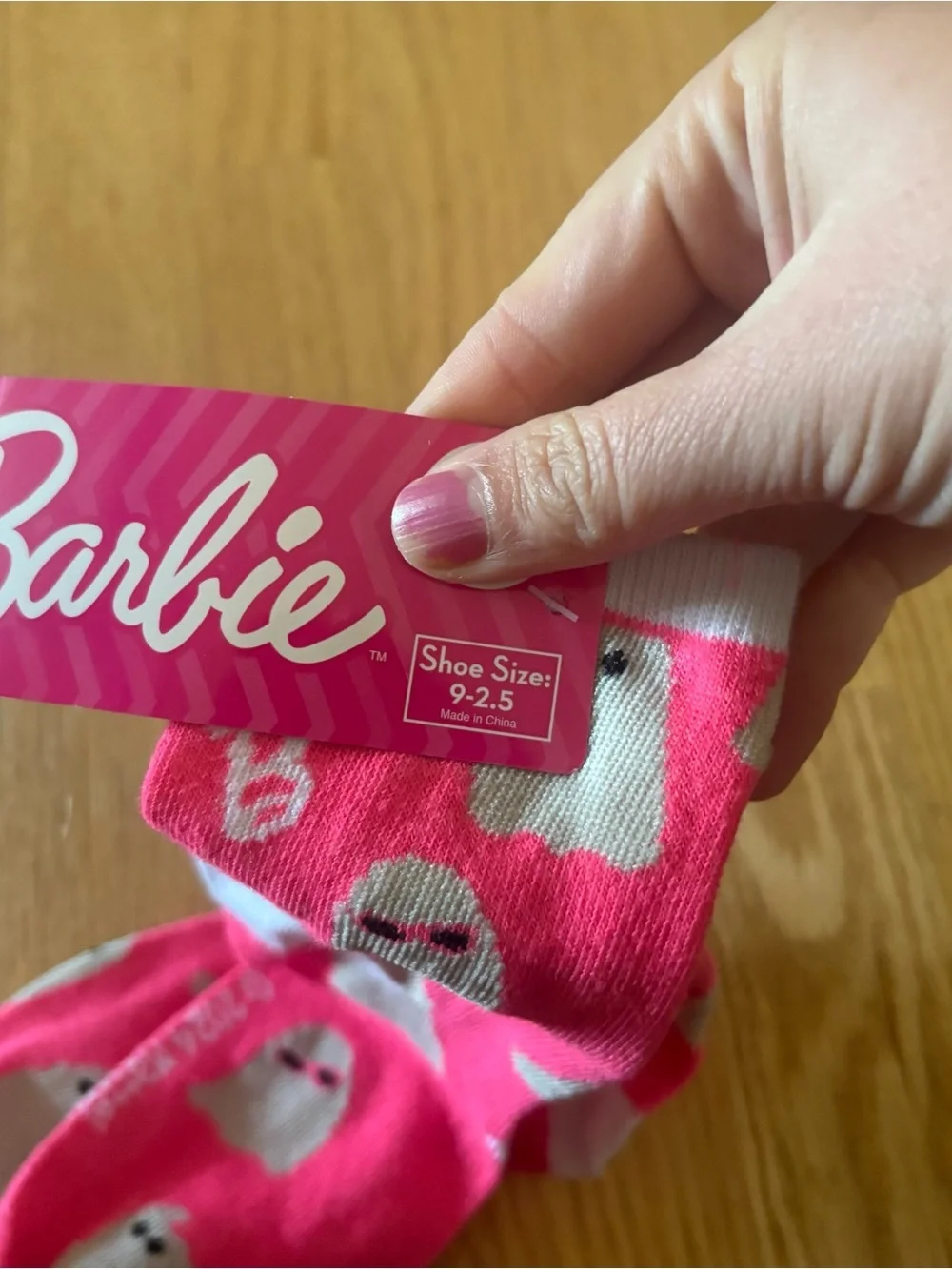 Barbie Pink and White Ghost Pattern Kids Socks NEW Sz 9-2.5 Halloween